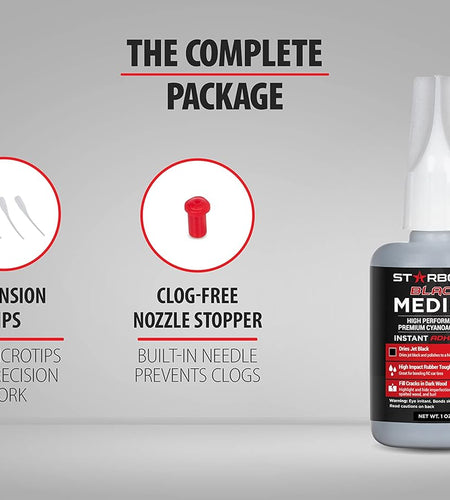 Premium Grade Cyanoacrylate (CA) Super Glue by  - 2 OZ PRO Pack (56-Gram) - Black Medium Crack Filler 150 CPS Viscosity Adhesive for Woodworking, Woodturning, Carpentry