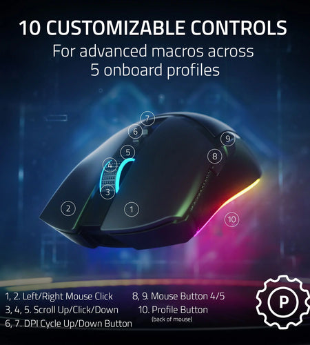 Cobra Pro Lightweight Wireless PC Gaming Mouse with  Chroma RGB, Customizable Controls, 77G, Black