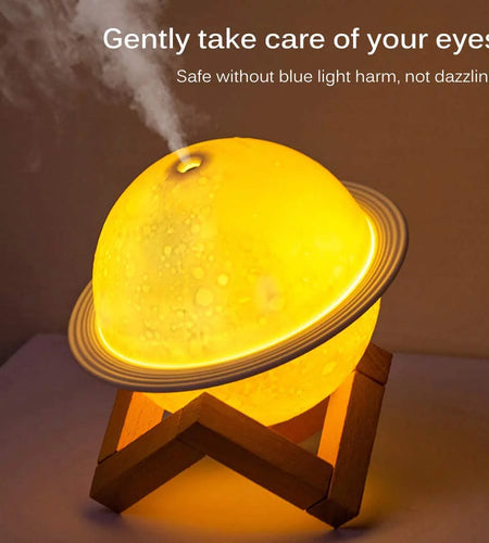 Moon Lamp Humidifier, 2 in 1 Moon Night Light & Humidifiers with USB Recharge, 3 Colors 3D LED Moon Light with Stand, Kids Friend Lover Birthday Gift Bedroom Home Decor 330Ml