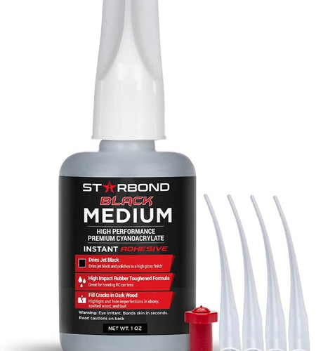 Premium Grade Cyanoacrylate (CA) Super Glue by  - 2 OZ PRO Pack (56-Gram) - Black Medium Crack Filler 150 CPS Viscosity Adhesive for Woodworking, Woodturning, Carpentry