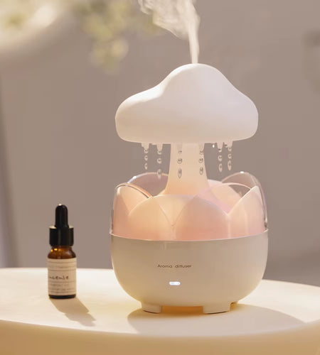 Mushroom Rain Air Humidifier Electric Aroma Diffuser Colorful Night Lights Rain Cloud Smell Distributor Relax Water Drops Sounds