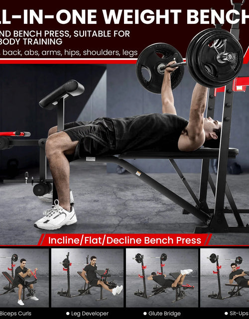 Load image into Gallery viewer, 900LBS Olympic Weight Bench Set with Barbell Rack, Preacher Curl, Leg Extension Full Body Exercise Workout Bench Press for Home Gym
