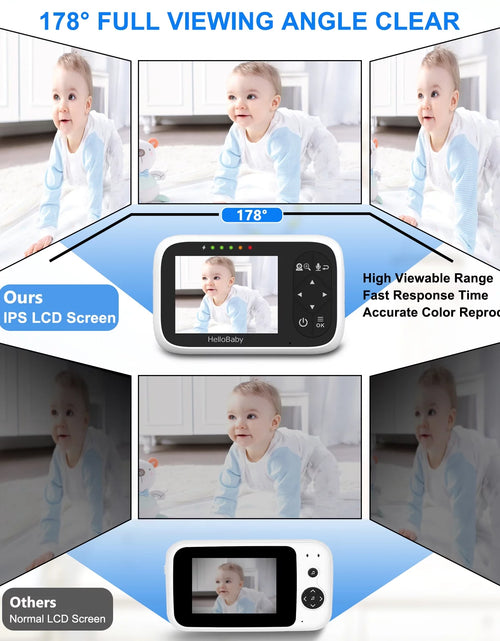 Load image into Gallery viewer, Baby Monitor-Hb6336 with Camera and Audio, 3.2&quot; IPS Color Display, Full Remote Pan Zoom, IR Night Vision, 1000 Ft. Range, Wall Mount, No Wifi Baby Camera Monitor
