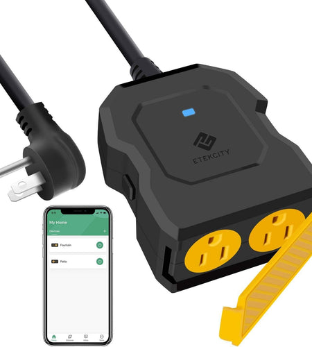 Smart Plug, Smart Home Outdoor  Wifi Outlet with 2 Sockets for Outdoor Lights, Timer Function & Energy Monitoring, Works with Alexa & Google Home, Wireless Remote Control, ETL Listed