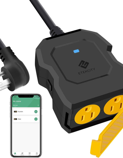 Load image into Gallery viewer, Smart Plug, Smart Home Outdoor  Wifi Outlet with 2 Sockets for Outdoor Lights, Timer Function &amp; Energy Monitoring, Works with Alexa &amp; Google Home, Wireless Remote Control, ETL Listed
