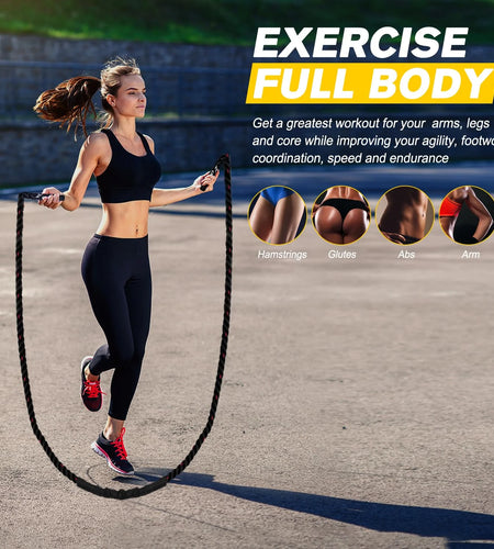 Weighted Jump Ropes for Men Women, 2.8Lb 3.8Lb 5Lb Heavy Skipping Rope for Exercise, Adult Jumpropes for Home Workout, Total Body Workout Equipment