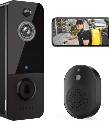 Wireless Doorbell Camera with Chime, Smart Video Doorbell Security Camera with ，Black
