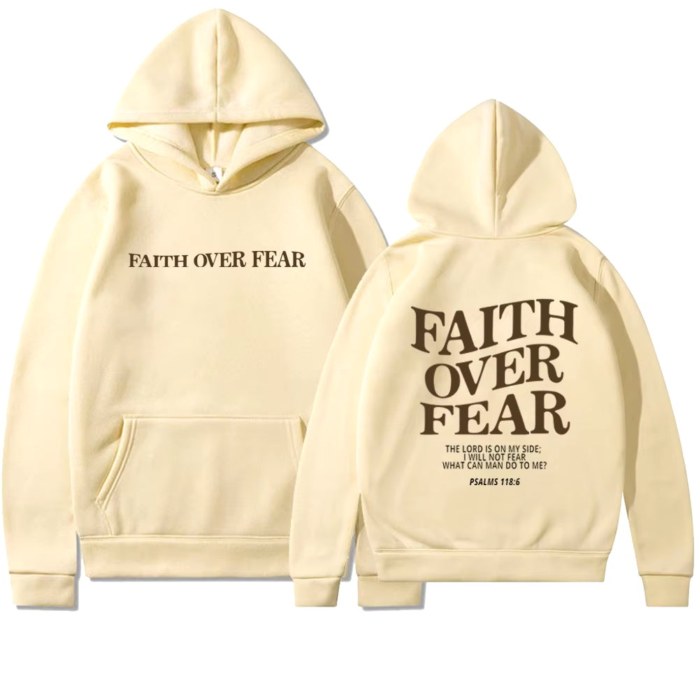 Faith over Fear Christian Hoodie Christian Sweatshirt Jesus Hoodie Trendy Hoodie Bible Verse Shirt Unisex Aesthetic Clothes