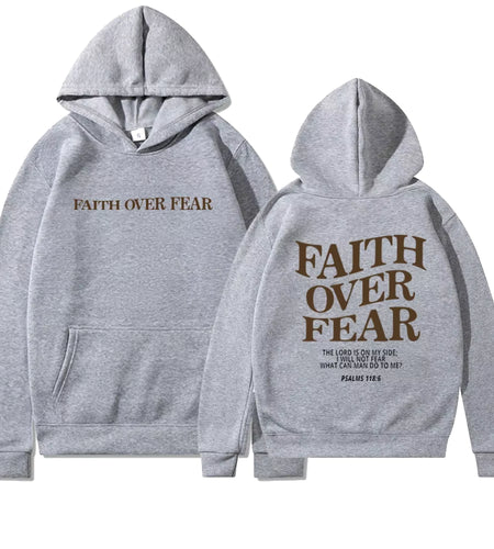 Faith over Fear Christian Hoodie Christian Sweatshirt Jesus Hoodie Trendy Hoodie Bible Verse Shirt Unisex Aesthetic Clothes