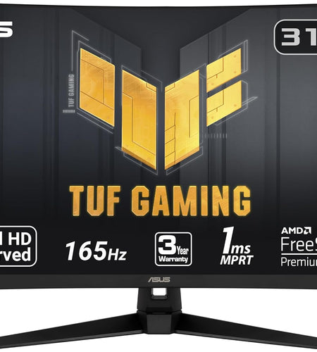 TUF Gaming 32" 1080P Curved Monitor (VG328H1B) - Full HD, 165Hz (Supports 144Hz), 1Ms, Extreme Low Motion Blur, Speaker, Adaptive-Sync, Freesync Premium, VESA Mountable, HDMI, Tilt Adjustable