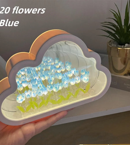Forever Cloud Mirror Tulips DIY Tulip Night Light Tulip Flower LED Lamp Birthday Gift for Girl Friend Valentine'S Day