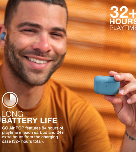 Go Air Pop Bluetooth Earbuds, True Wireless with Charging Case, Slate