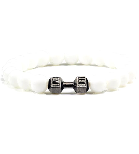 Gym Dumbbells Beads Bracelet Natural Stone Barbell Energy Weights Bracelets for Women Men Couple Pulsera Wristband Jewelry Gift