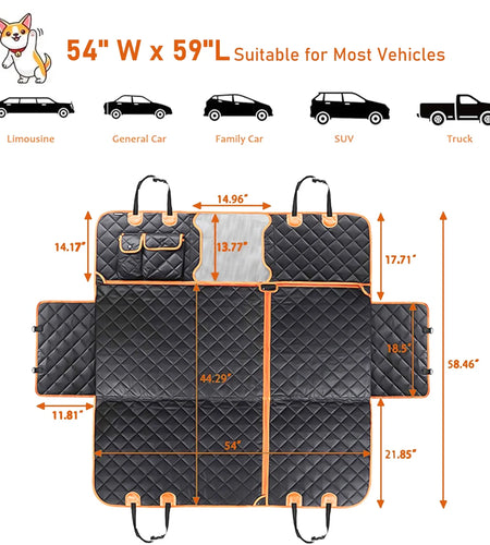 600D Heavy Dog Seat Cover for Back Seat, Durable Large Dog Car Seat Cover with 2 Seat Belts, Back Seat Cover for Travel Pet Supplies, 100% Waterproof Dog Hammock for Car, SUV, Truck