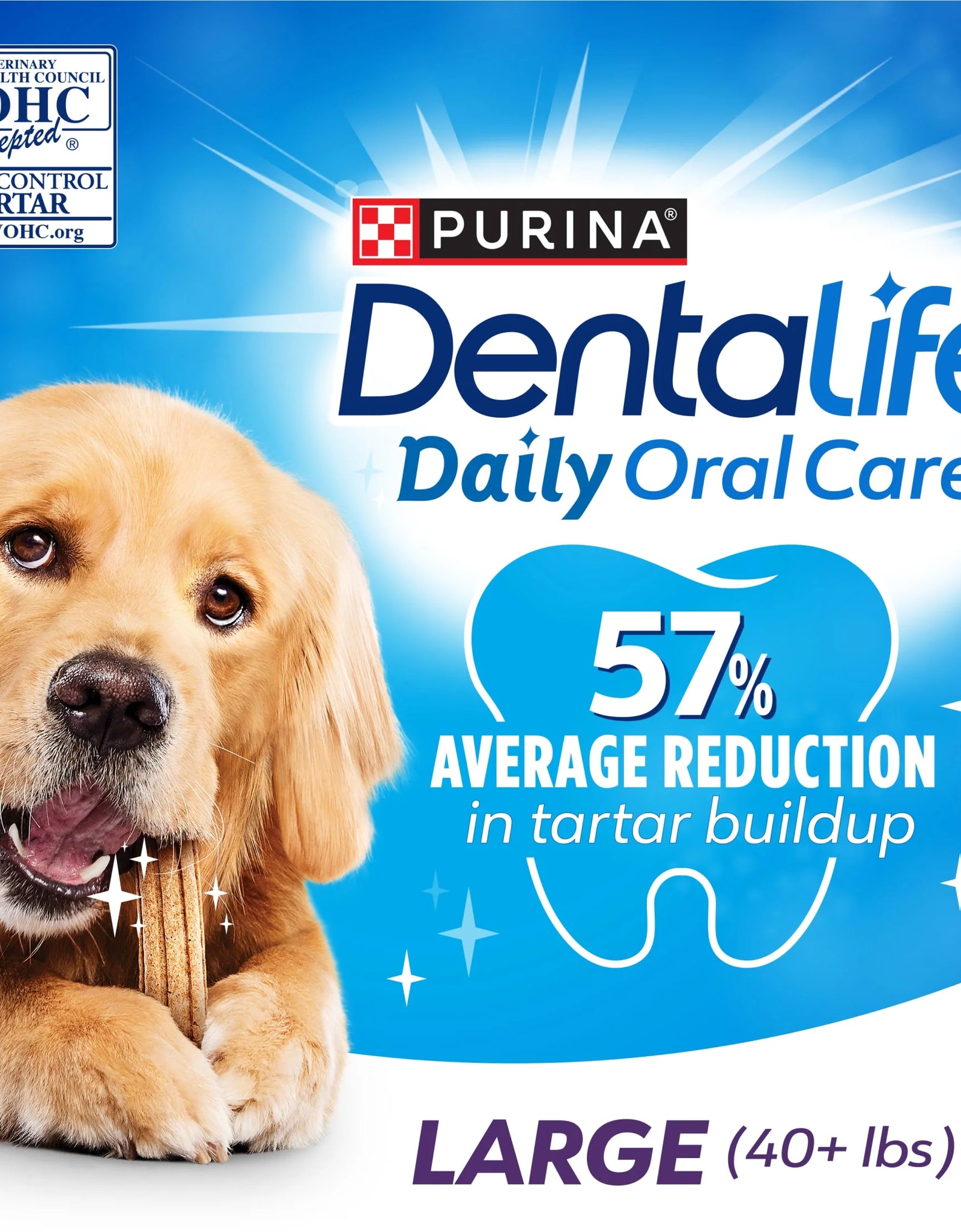 Purina  Daily Oral Care Large Dog Dental Treats with Chicken, 20.7 Oz Pouch (18 Count)