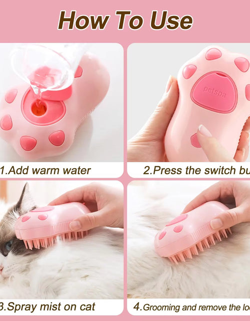 Load image into Gallery viewer, 3 in 1 Pet Brush Cat Steam Brush Comb Dog Brush Electric Spray Cat Hair Brushes Massage Pet Grooming Hair Removal Combs
