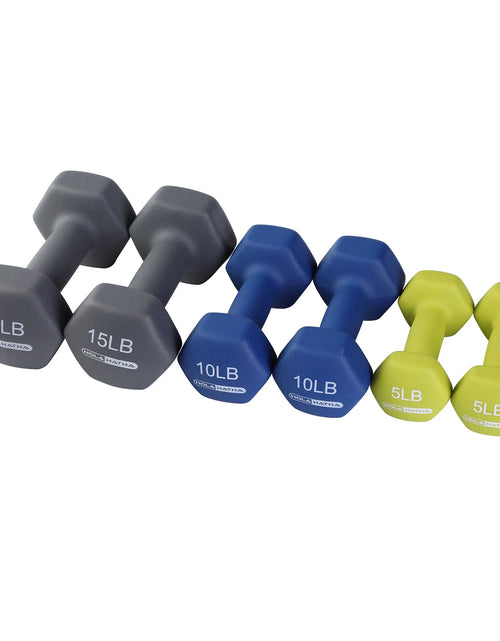 Load image into Gallery viewer, 2, 3, and 5 Pound Neoprene Dumbbell Free Weight Set with Rack
