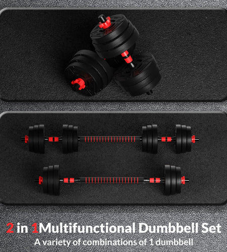 60LB 4-In-1 Portable Changeable Dumbbell, Barbell, and Kettlebell Set with Adjustable Weights