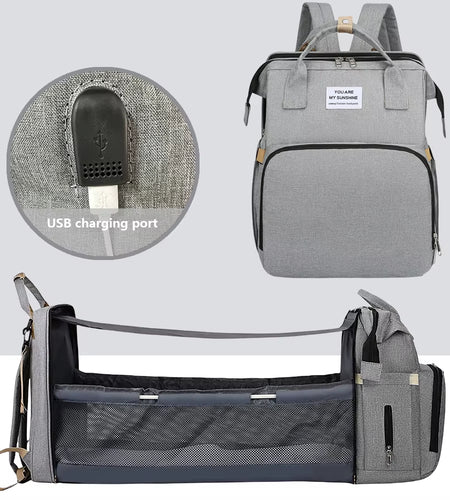 Upgraded Simple Mommy Bag, Portable Foldableing Backpack, Multi-Functional Large-Capacity Crib Mother and Baby Mommy Bag