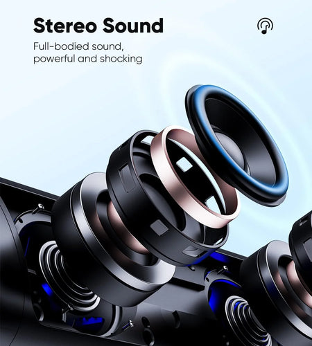 Portable Bluetooth Speaker,Waterproof Wireless Speaker with Loud Stereo Deep Bass Sound,30H Playtime,Bluetooth 5.0,TWS Pairing for Home,Party,Blue