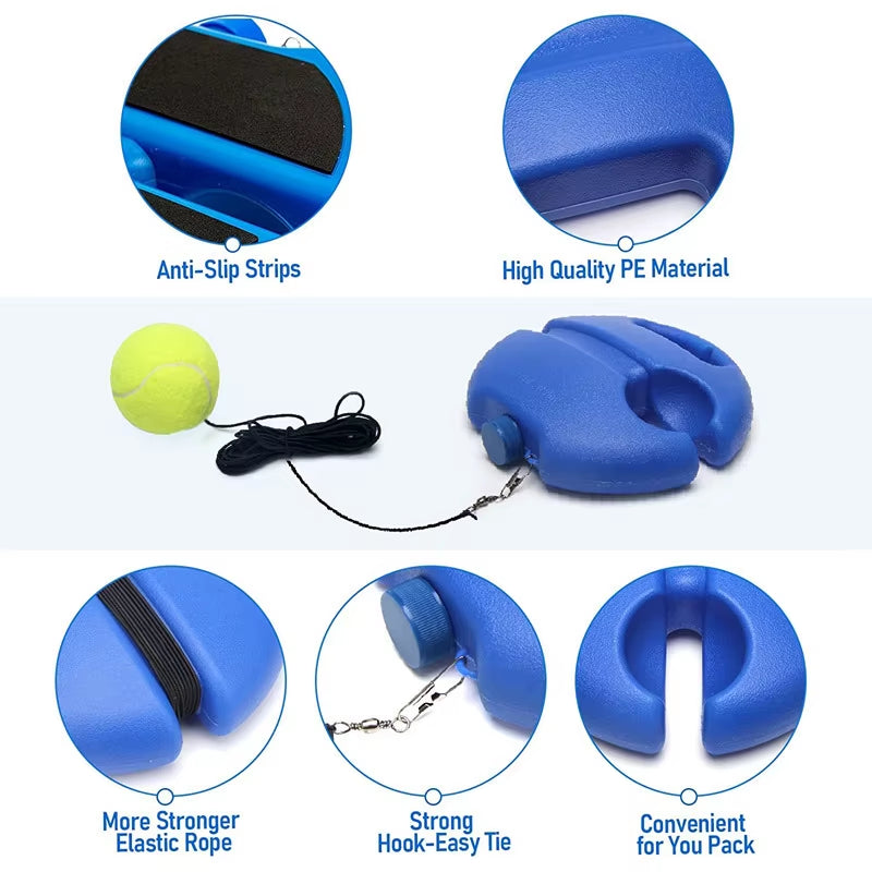 Heavy Duty Tennis Training Aids Base with Elastic Rope Ball Practice Self-Duty Rebound Tennis Trainer Partner Sparring Device