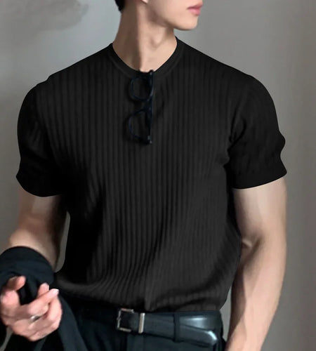 Summer Men'S Clothing Light Luxury T Shirt Leisure Long Sleeve O Neck Drapped Solid Color Loose Basic Shirt Popular Knitwear