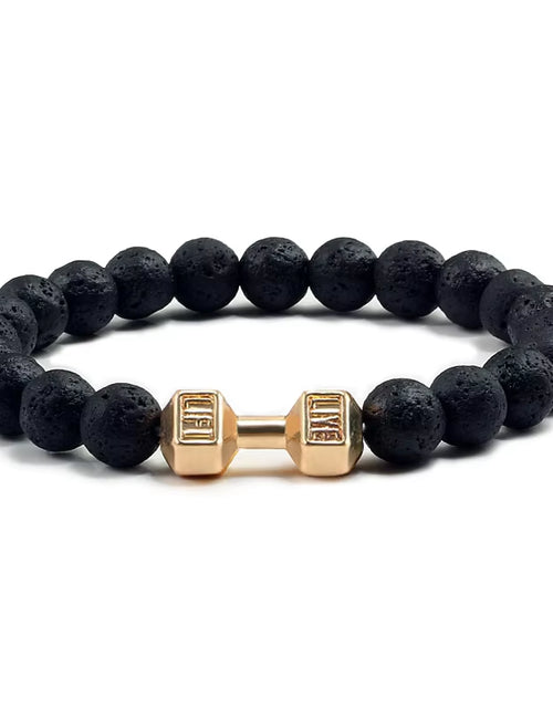 Load image into Gallery viewer, Gym Dumbbells Beads Bracelet Natural Stone Barbell Energy Weights Bracelets for Women Men Couple Pulsera Wristband Jewelry Gift
