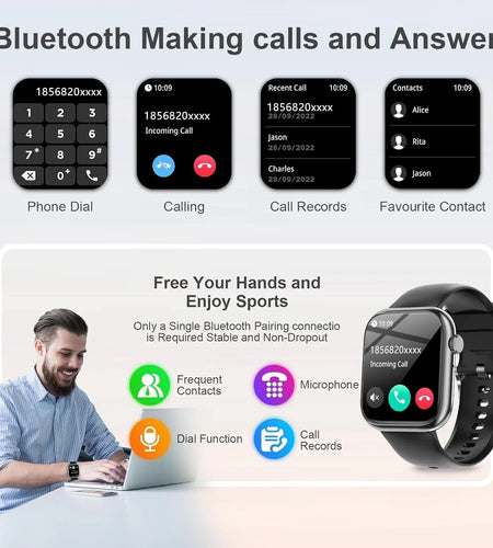 Smart Watch Answer/Make a Call Bluetooth Smart Watch for IOS Android Men'S and Women'S Watch Black