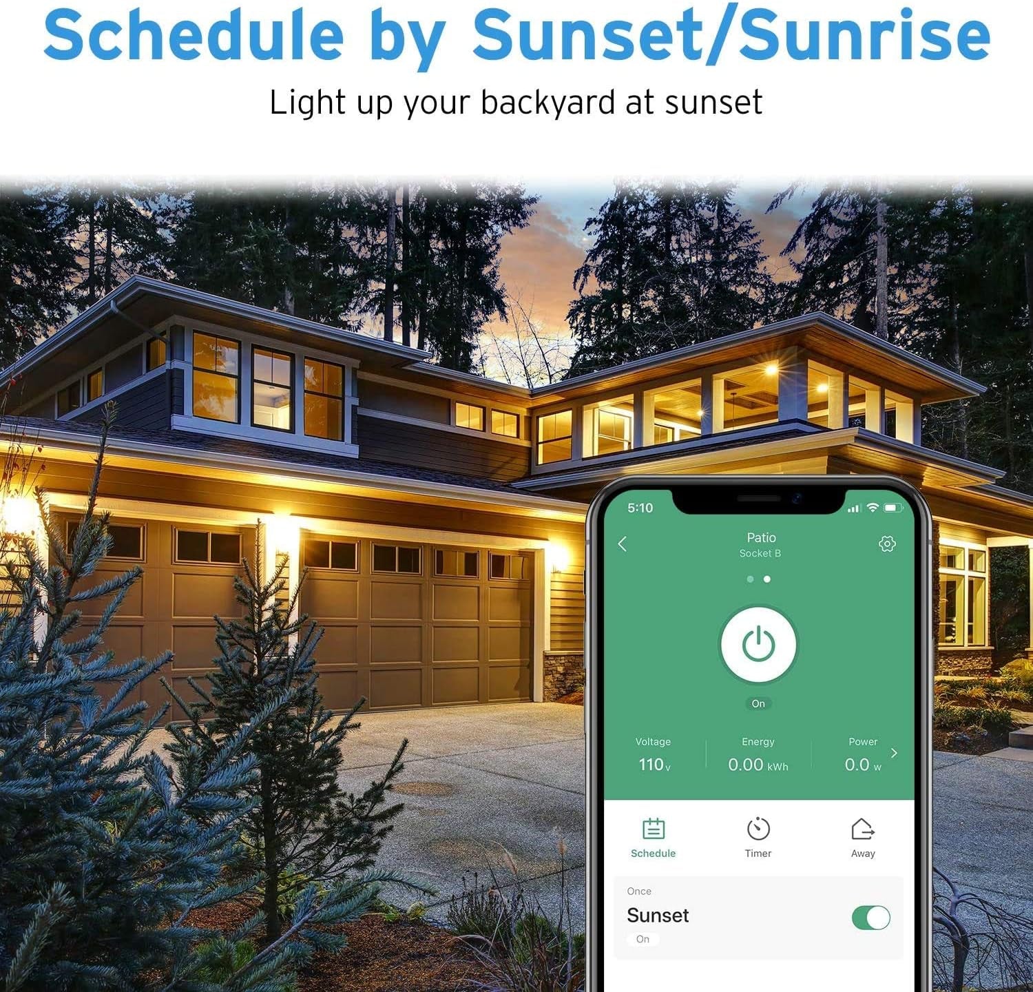 Smart Plug, Smart Home Outdoor  Wifi Outlet with 2 Sockets for Outdoor Lights, Timer Function & Energy Monitoring, Works with Alexa & Google Home, Wireless Remote Control, ETL Listed