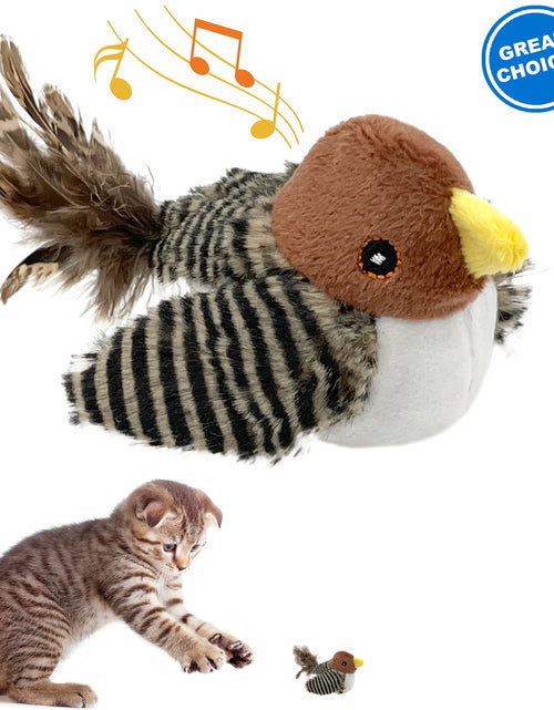 Load image into Gallery viewer, Interactive Electronic Cat Toy, Automatic Chirping Bird Toy Squeaky with Feather Tail, Melody Chaser Toy for Cats to Play Alone, Play and Squeak Kitten Toy for Boredom
