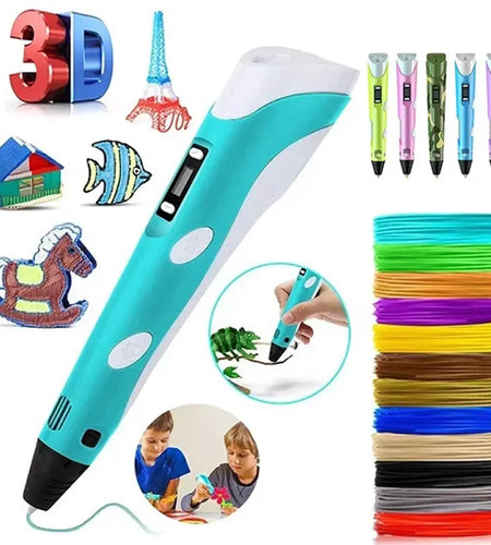 3D Printing Pen Set USB Doodle Drawing LCD Screen and 3 Free Filaments Kid Gift