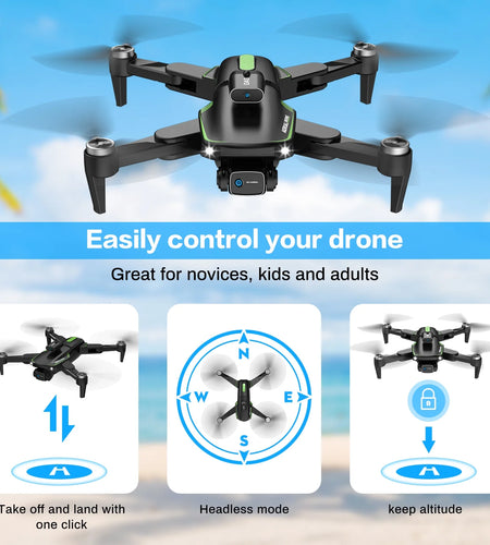 Drone with Camera 4K for Adults, Dual HD Cameras 90°Adjustable Lens, Brushless Motor, Optical Flow Positioning, Headless Mode, 12.6*11*2.8In