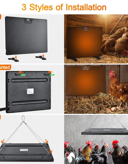 Load image into Gallery viewer, Chicken Coop Heater, 100/200 Watts Radiant Heat Energy Efficient Design, Safer than Brooder Lamps Heater for Chicken Coop Outdoor 3 Ways to Use
