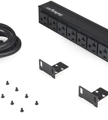 10 Outlet Rack Mount Power Strip 125V/16 Amp - 1U Horizontal 19" Rackmount PDU - NEMA 5-20P Input - 10X NEMA 5-15/20R Outlets - Rack Mount PDU - UL Listed - 8Ft Power Cord (RKPW101920)