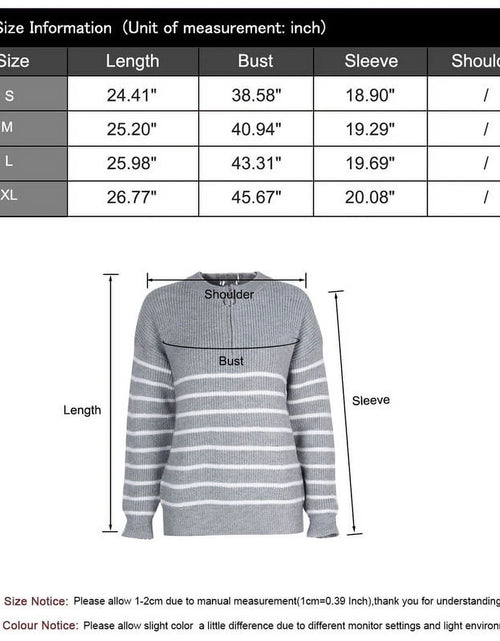 Load image into Gallery viewer, Sweaters for Women Quarter Zip Striped Sweaters Knitted Warm Pullover Sweaters
