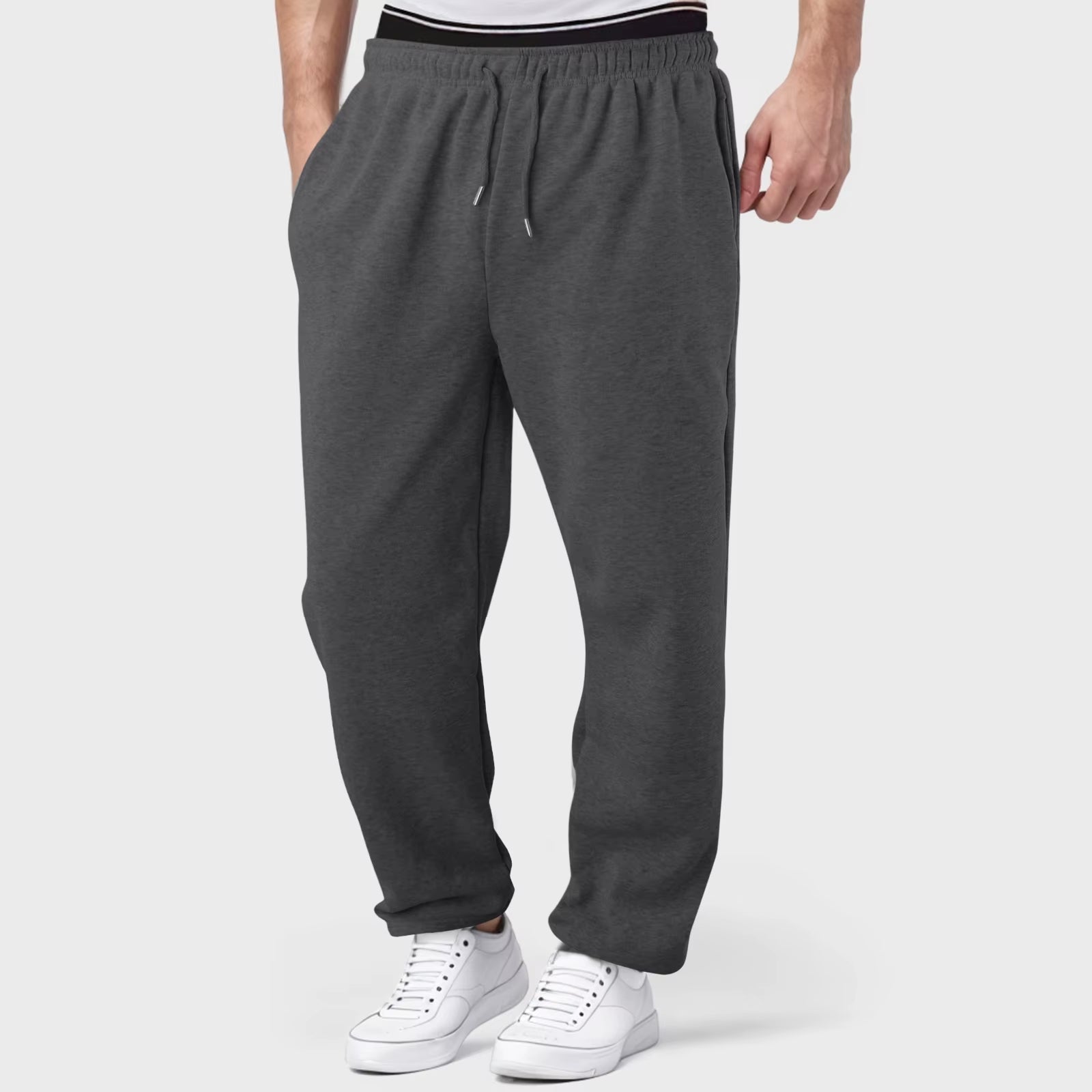 Baggy Sweatpants for Men 2024 Elastic Waist Drawstring Grey Pants Sport Casual Trousers with Pockets Gym Fitness Joggy plus Size