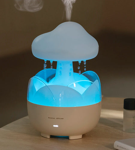 Mushroom Rain Air Humidifier Electric Aroma Diffuser Colorful Night Lights Rain Cloud Smell Distributor Relax Water Drops Sounds