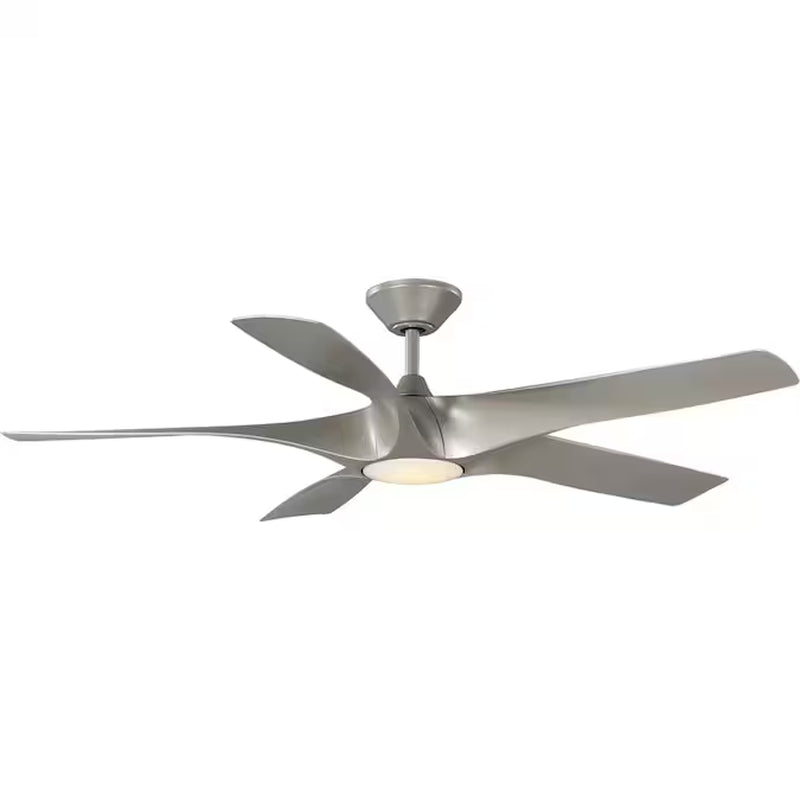 Vernal 60-In Bronze with Koa Woodgrain Blades Integrated LED Indoor/Outdoor Smart Propeller Ceiling Fan with Light and Remote (5-Blade)