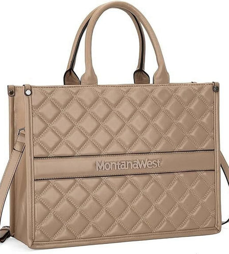 Work Tote Bags Quilted Handbags Shoulder Purses with Detachable Strap 8.6''H