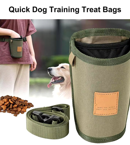 Portable Dog Treat Bag Puppy Training Treat Snack Bag Large Capacity Dog Training Snack Reward Waist Bag Pet Feed Pocket