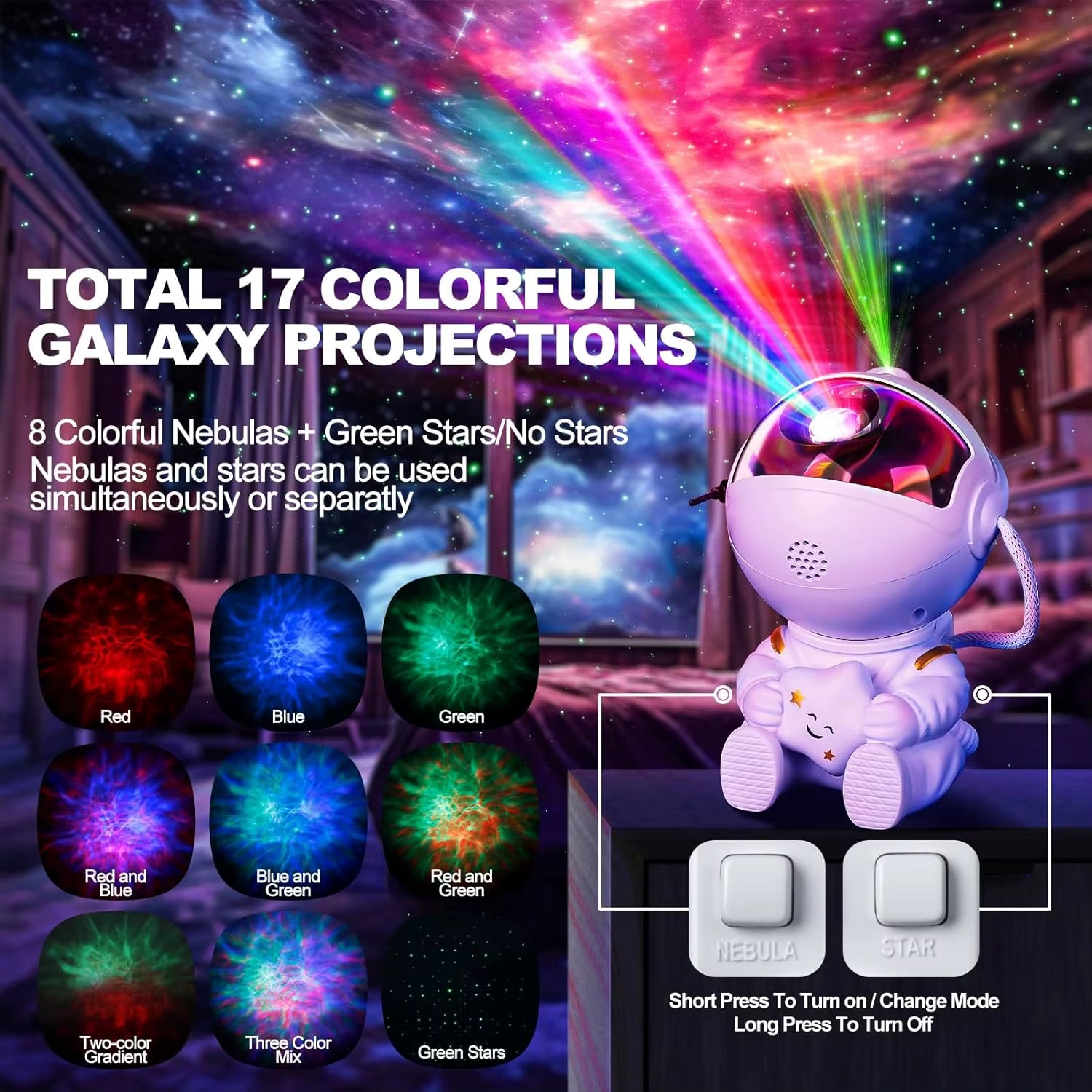 Astronaut Starry Sky Projector Adult Night Light Star Projector LED Astronaut Lamp Galaxy Projector for Bedroom Playroom