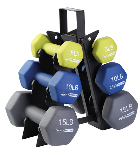 2, 3, and 5 Pound Neoprene Dumbbell Free Weight Set with Rack