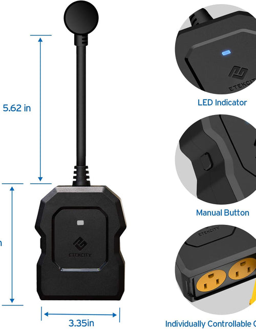 Load image into Gallery viewer, Smart Plug, Smart Home Outdoor  Wifi Outlet with 2 Sockets for Outdoor Lights, Timer Function &amp; Energy Monitoring, Works with Alexa &amp; Google Home, Wireless Remote Control, ETL Listed
